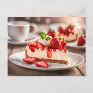 Erdbeerkäsekuchen Postkarte