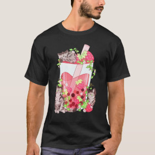 Erdbeerkatzen-Boba-Tee für Katzen Bubble Tea T-Shirt