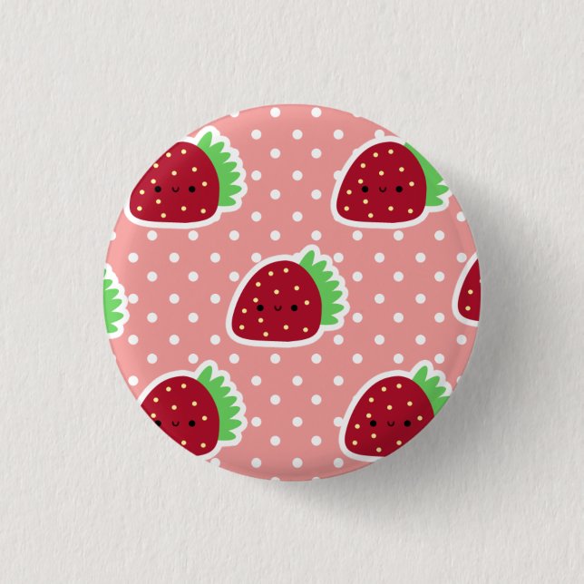 Erdbeerknopf Button (Vorderseite)