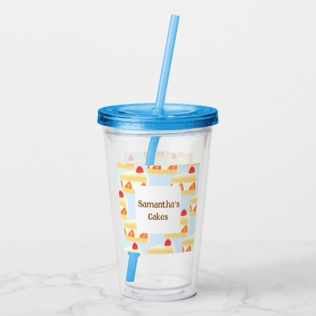 Erdbeerkuchen Acryltrinkbecher (Rückseite)