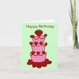 Erdbeerkuchen, Happy Birthday card Karte