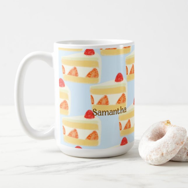Erdbeerkuchen Kaffeetasse (Mit Donut)