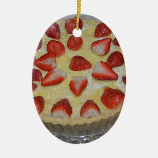 Erdbeerkuchen Keramik Ornament (Vorne)