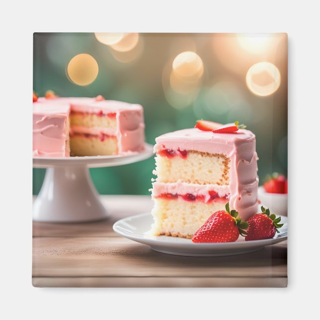 Erdbeerkuchen Magnet (Vorne)