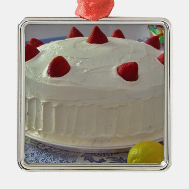 Erdbeerkuchen Ornament Aus Metall (Vorne)