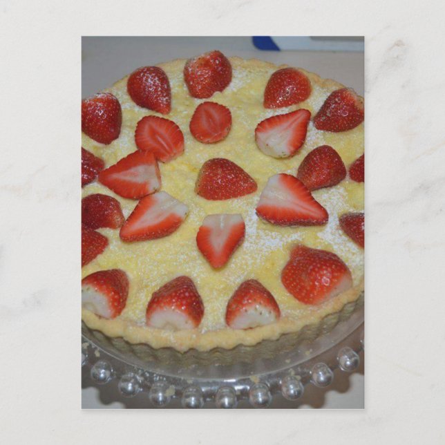 Erdbeerkuchen Postkarte (Vorderseite)