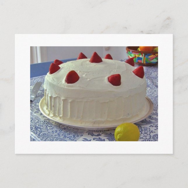 Erdbeerkuchen Postkarte (Vorderseite)