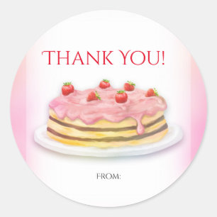 Erdbeerkuchen Rosa Geburtstagsfeier Geschenk Runder Aufkleber