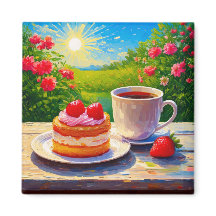 Erdbeerkuchen und Kaffee Freude