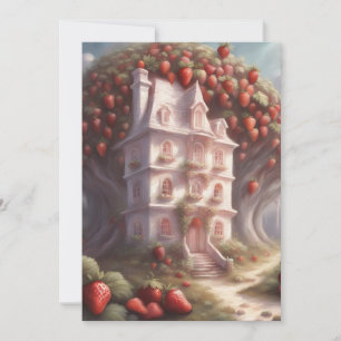 Erdbeerkuchenhaus und Party Einladung
