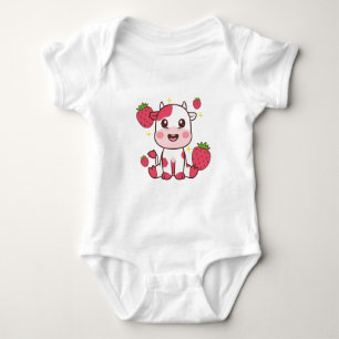 Erdbeerkuh, Niedliche Kuh, rosa Kuh Haustier Baby Strampler