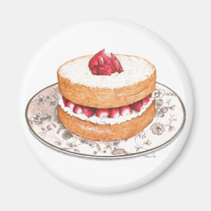 Erdbeerkurzgebäck-Dessertkuchen im Vintage-Stil Magnet