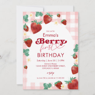 Erdbeermädchen zum ersten Geburtstag 1. Geburtstag Einladung