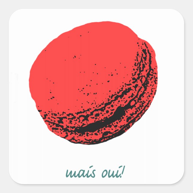 Erdbeermakaroon Quadratischer Aufkleber (Vorderseite)