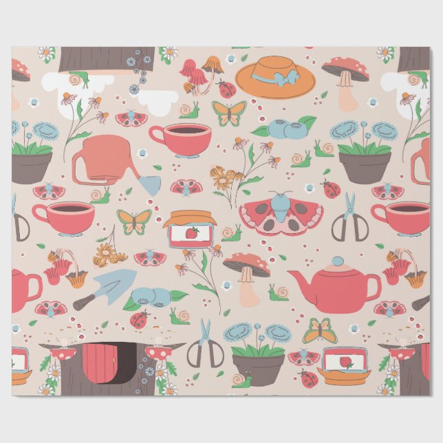 Erdbeermarmelade mit Kernnagelgras Geschenkpapier (Flach)