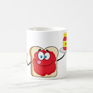 Erdbeermarmelade Toast Cartoonfigur Kaffeetasse