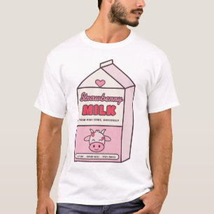 Erdbeermilch Rosa Kuh Kawaii-Karton T-Shirt