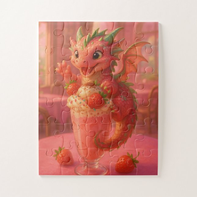 Erdbeermilchshake-Drache Puzzle (Vertikal)
