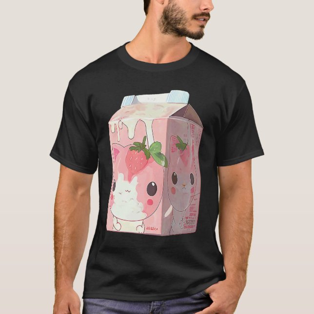 Erdbeermilchshake-Katze  4 T-Shirt (Vorderseite)