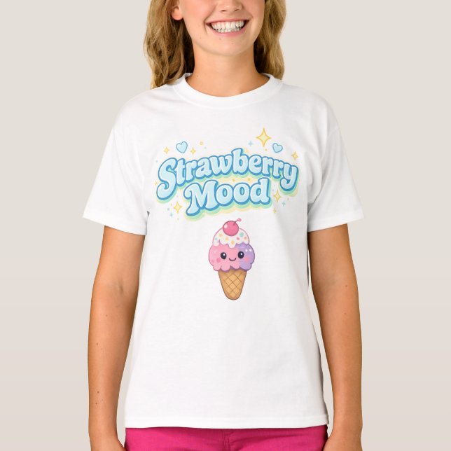 Erdbeermood Süß Retro Kinder T-Shirt (Vorderseite)