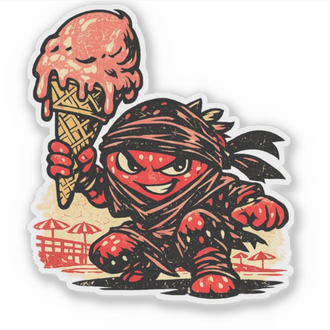 Erdbeermörder-Eiscreme — Vintage-Sommer-Spaß Aufkleber (Vorderseite)