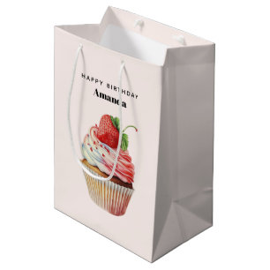 Erdbeermuffin Süße Nachspeise Geburtstag Mittlere Geschenktüte