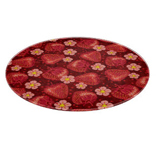 Erdbeermuster 2 2 schneidebrett