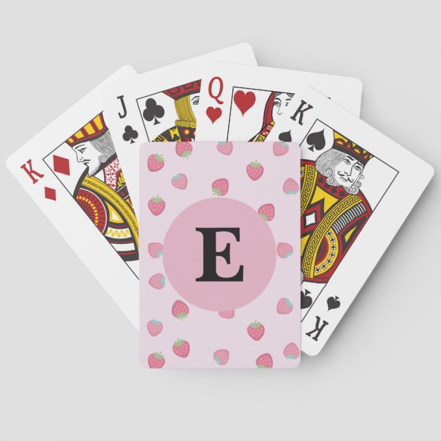 Erdbeermuster auf rosa Spielkarten individuell ang (Rückseite)