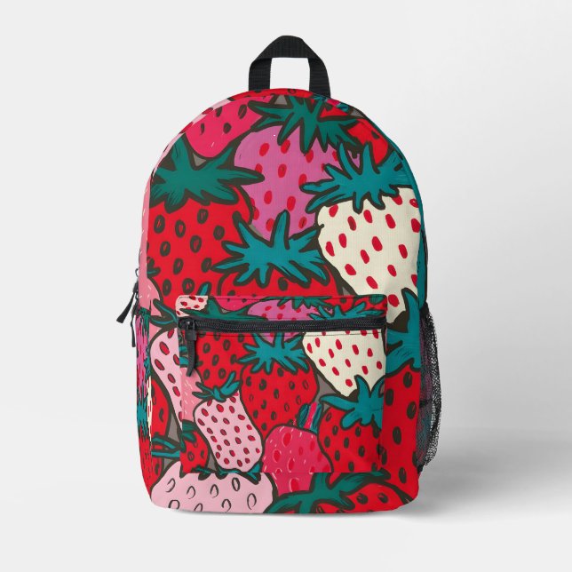 Erdbeermuster Bedruckter Rucksack (Vorderseite)