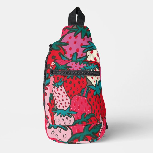 Erdbeermuster Crossbody Bag (Vorderseite)
