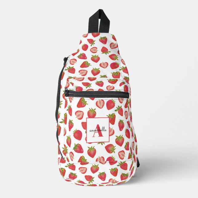 Erdbeermuster Crossbody Bag (Vorderseite)