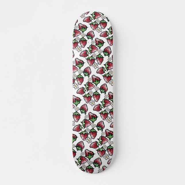Erdbeermuster Erdbeeren für immer Skateboard (Vorne)