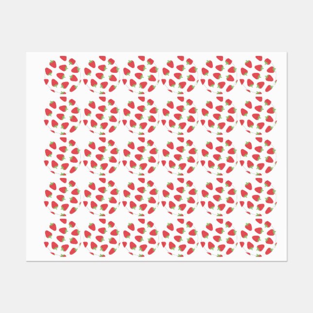 Erdbeermuster Etiketten (Blatt)