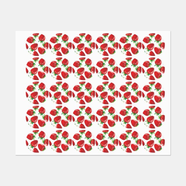 Erdbeermuster Etiketten (Blatt)