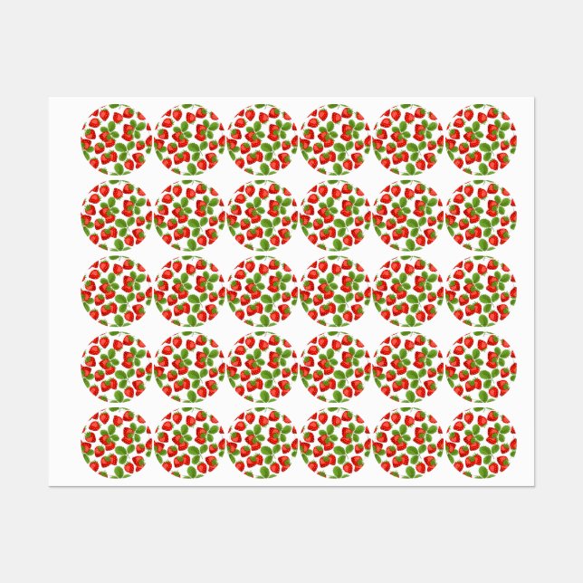 Erdbeermuster Etiketten (Blatt)