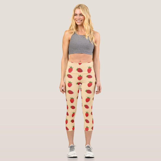 Erdbeermuster für Früchte im Sommer gute Gesichtsb Capri Leggings (Vorderseite)