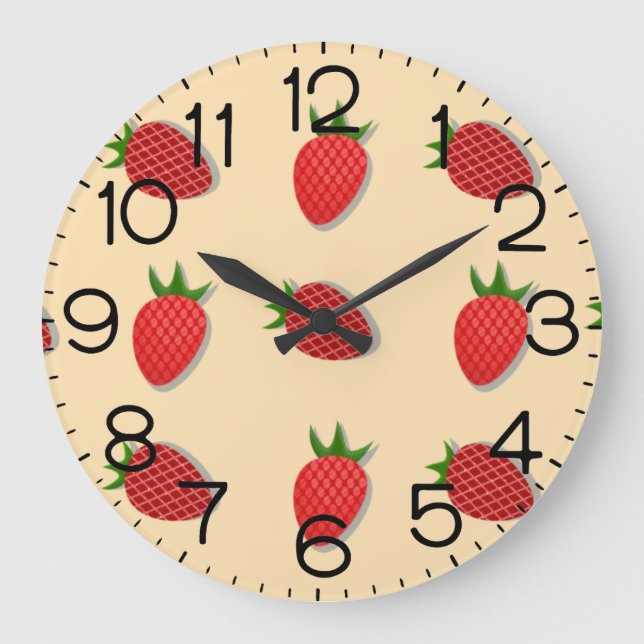Erdbeermuster für Früchte im Sommer gute Gesichtsb Große Wanduhr (Vorderseite)