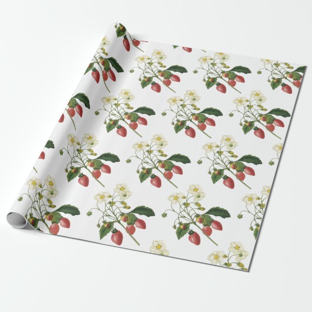 Erdbeermuster Geschenkpapier (Ungerollt)