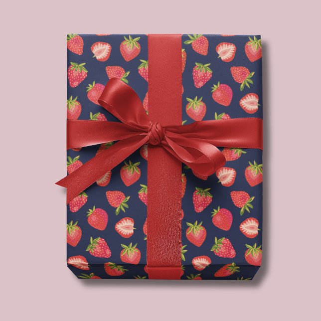 Erdbeermuster Geschenkpapier (Cute strawberry summer fruit wrapping paper, ideal for birthdays gift wrap.)