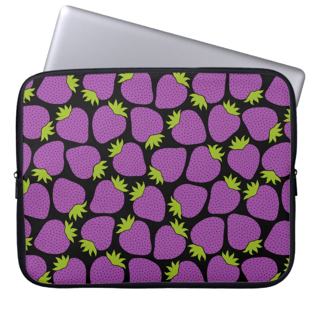 Erdbeermuster Halloween Lila Laptopschutzhülle (Vorderseite)