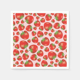 Erdbeermuster-Illustration auf hellrosa Serviette
