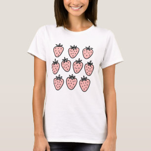 Erdbeermuster in Rosa – Süßes Handgezeichnetes Fru T-Shirt