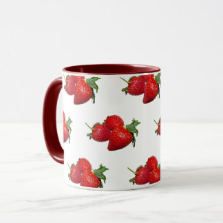 Erdbeermuster-Kaffeetasse | Rote Fruchtschale Tasse