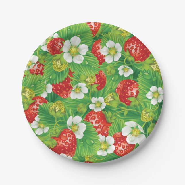 Erdbeermuster Pappteller (Vorderseite)