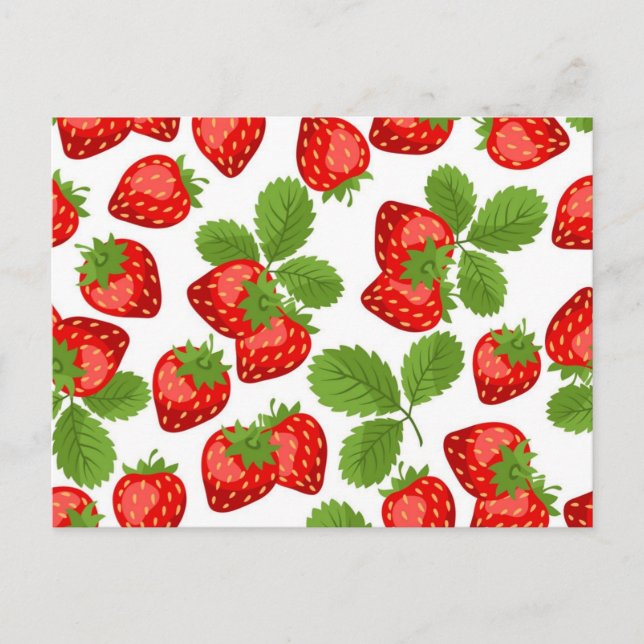 Erdbeermuster Postkarte (Vorderseite)