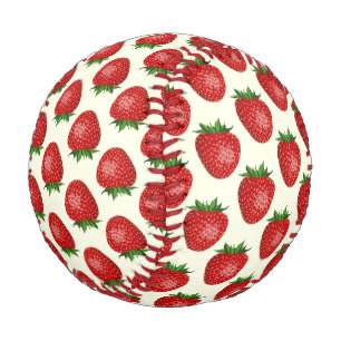 Erdbeermuster, rote Erdbeeren, Obst, Blatt Baseball