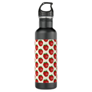 Erdbeermuster, Rote Erdbeeren, Obst, Leaf Edelstahlflasche