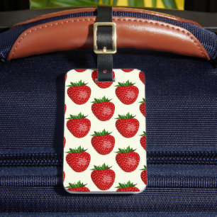 Erdbeermuster, Rote Erdbeeren, Obst, Leaf Gepäckanhänger