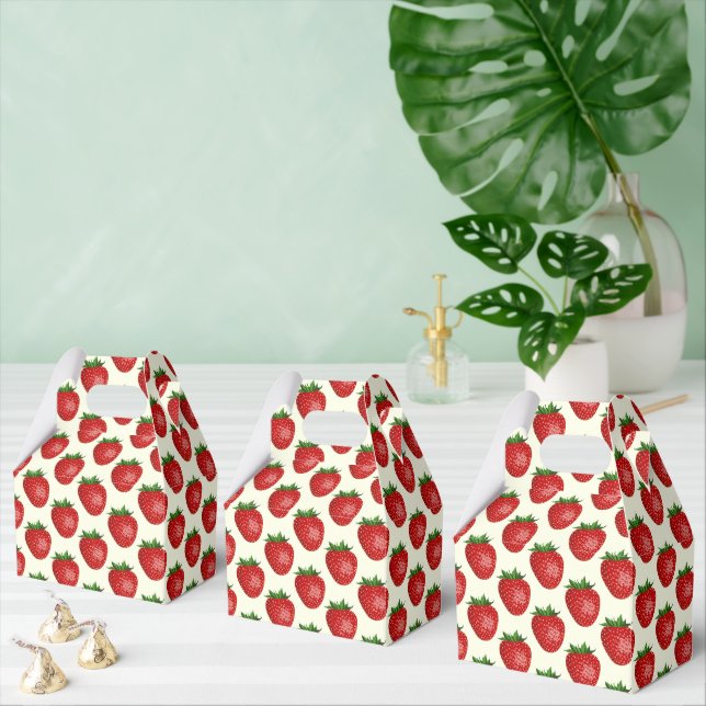 Erdbeermuster, Rote Erdbeeren, Obst, Leaf Geschenkschachtel (Zahlreiche)