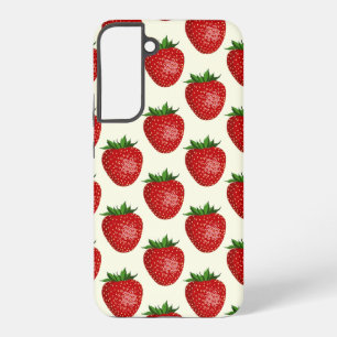 Erdbeermuster, Rote Erdbeeren, Obst, Leaf Samsung Galaxy Hülle
